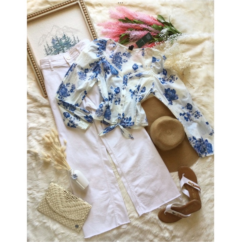 NWT Wild Fable French Rose Gunne Sax Inspired Blouse Sz S Western Floral